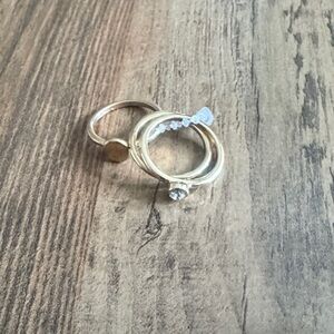 Bansri Elegant Gold Ring with Crystal Accent Rings Size 7 3piece